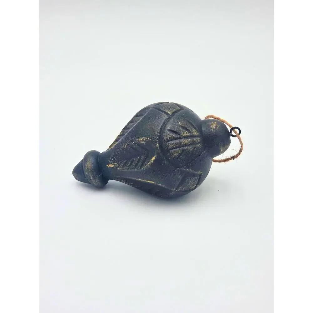 Upcycled Carved Ornament – Vintage‑Style Holiday Decor, Black & Gold Christmas